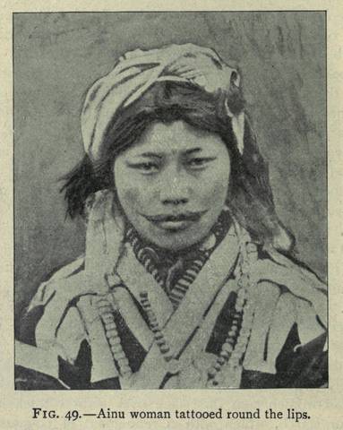 Caption: "Fig. 49 - Ainu woman tattooed round the lips."