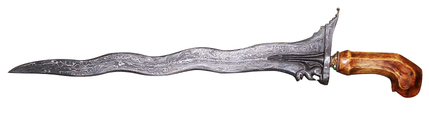 Keris / kris (the heirloom dagger) — Cropped image of a Kris dagger from Yogyakarta (Java)- Dapur Carubuk