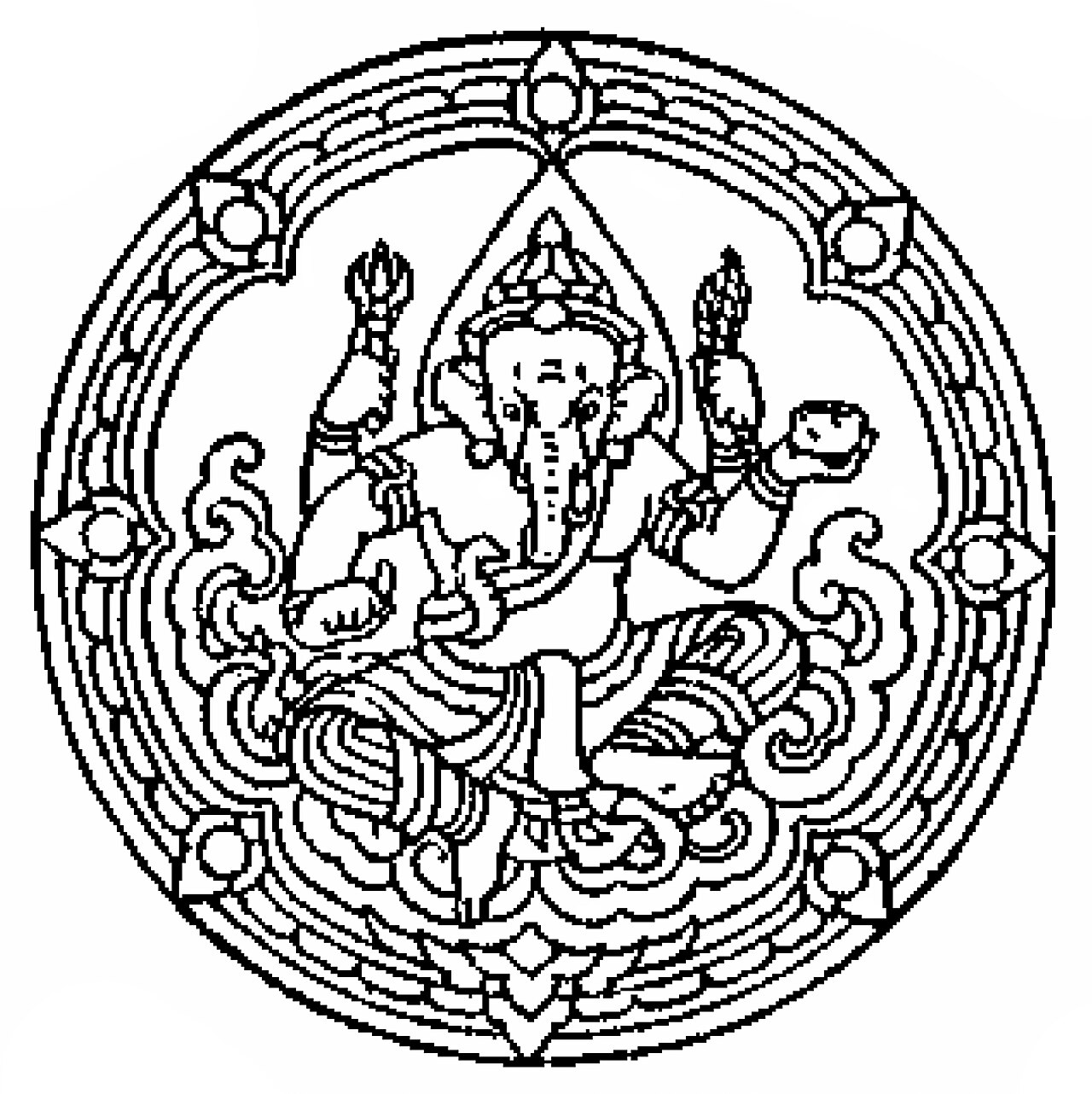 Ganesha pendant — The Seal of the Fine Arts Department of Thailand, depicting Ganesha on the clouds.