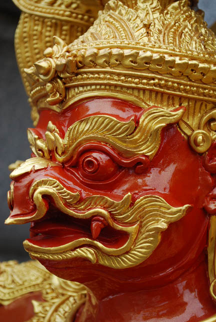 Phaya Khrut (the garuda) — A red coloured Thai Garuda also best known as Thai: ครุฑ krut. This is one of the two garuda statues at the hilltip of H