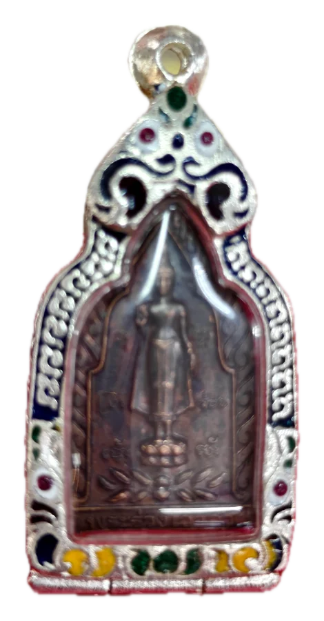 พระประจำวันจันทร์ ปางห้ามญาติ กรอบลงยา · Monday Buddha tablet in an enamel frame