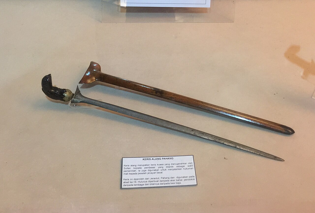 Keris / kris (the heirloom dagger) — Keris Alang of Pahang. This is a ceremonial Keris awarded by the Sultan to territorial chiefs to represent the power and
