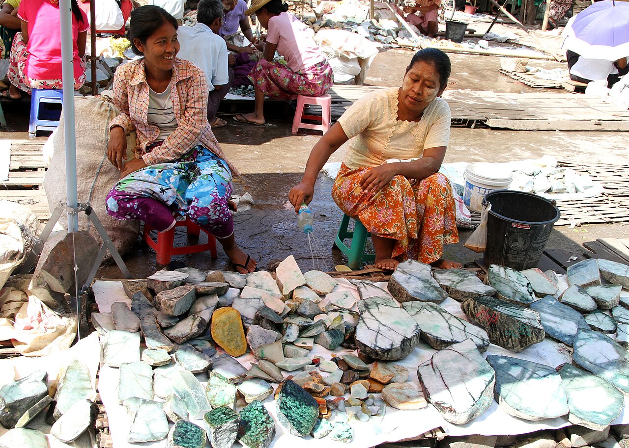 Burmese jadeite Buddha pendant — ade market in Mandalay in Myanmar.