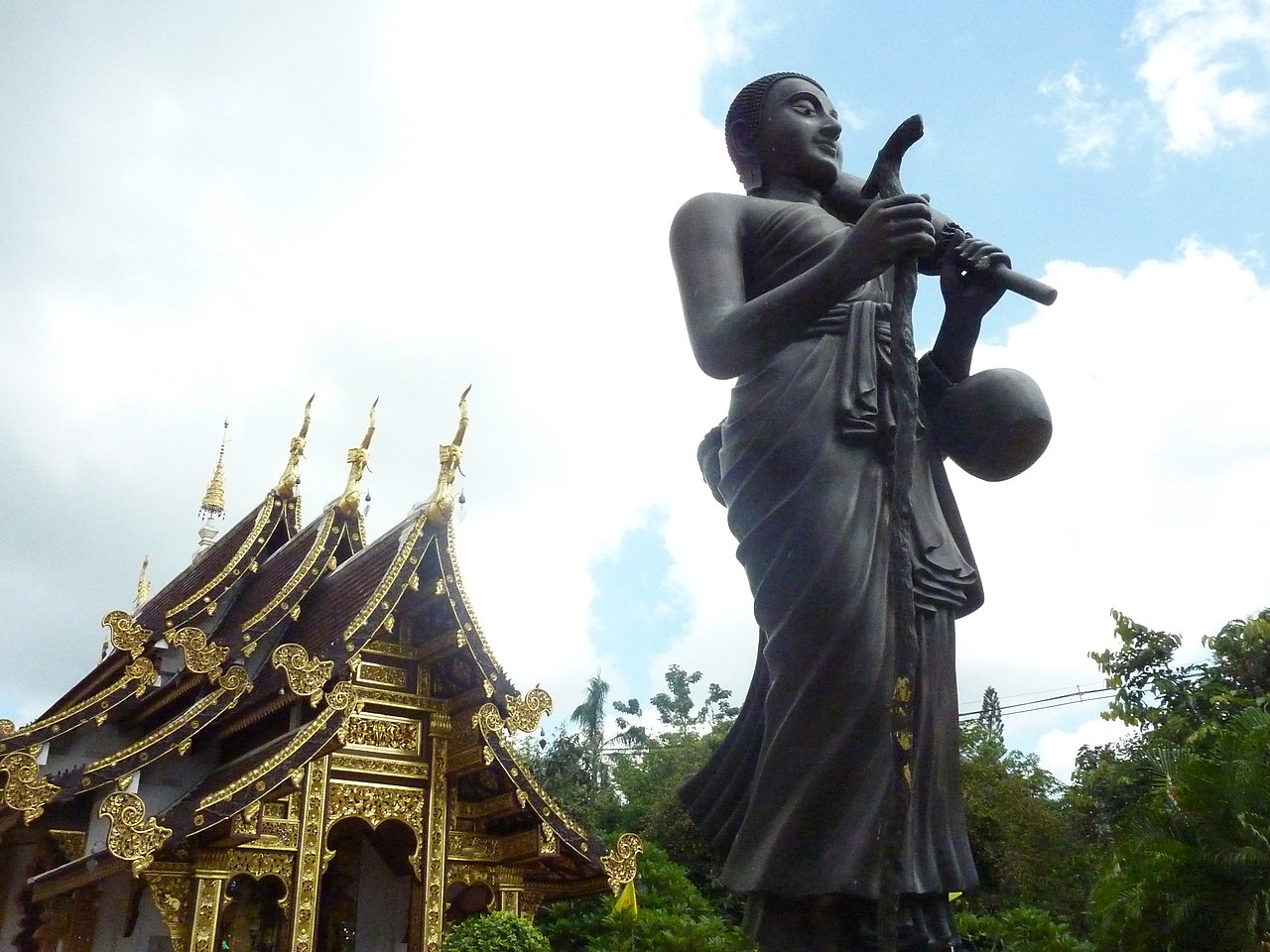 Phra Siwali (the never-hungry monk) — 18 Chedi Liam, Monk in Front of Ubosot, Wiang Kum Kam, Chiang Mai Province