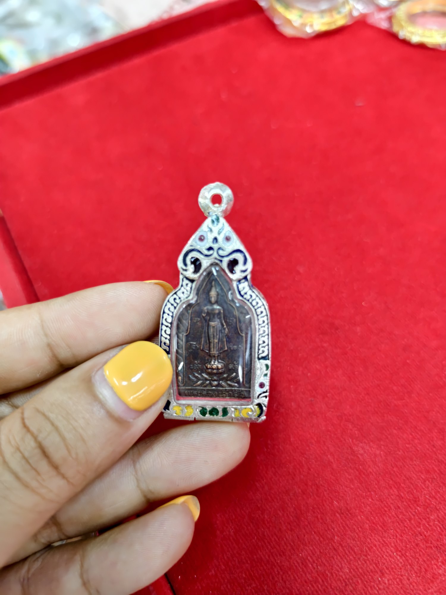 Monday Buddha tablet in an enamel frame, photograph 3
