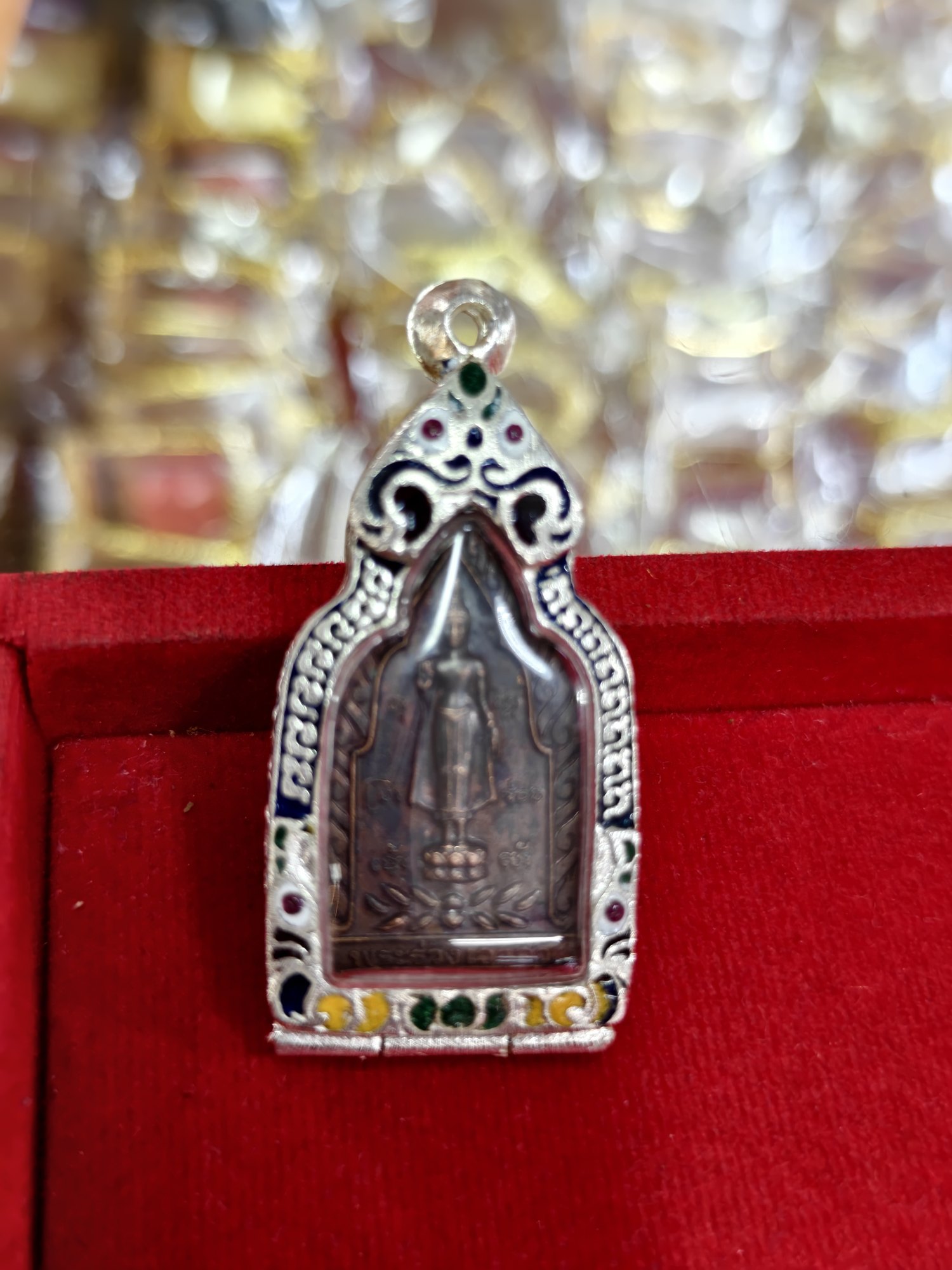 Monday Buddha tablet in an enamel frame, photograph 1