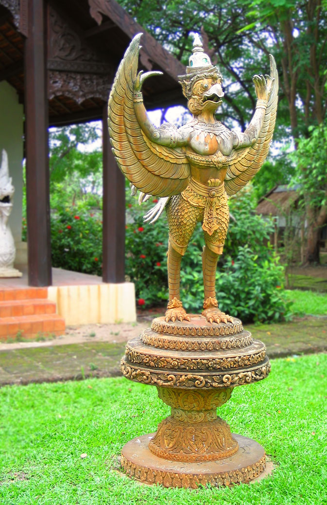 Phaya Khrut (the garuda) — Statue of Garuda in Wat Chang Kham, Chiang Mai, Thailand.