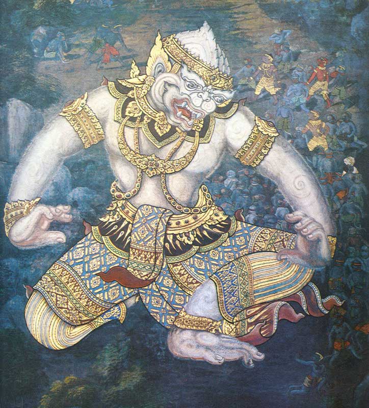 Hanuman figure — Hanuman from mural painting in Wat Phra Kaeo, Bangkok. Taken in 2007.