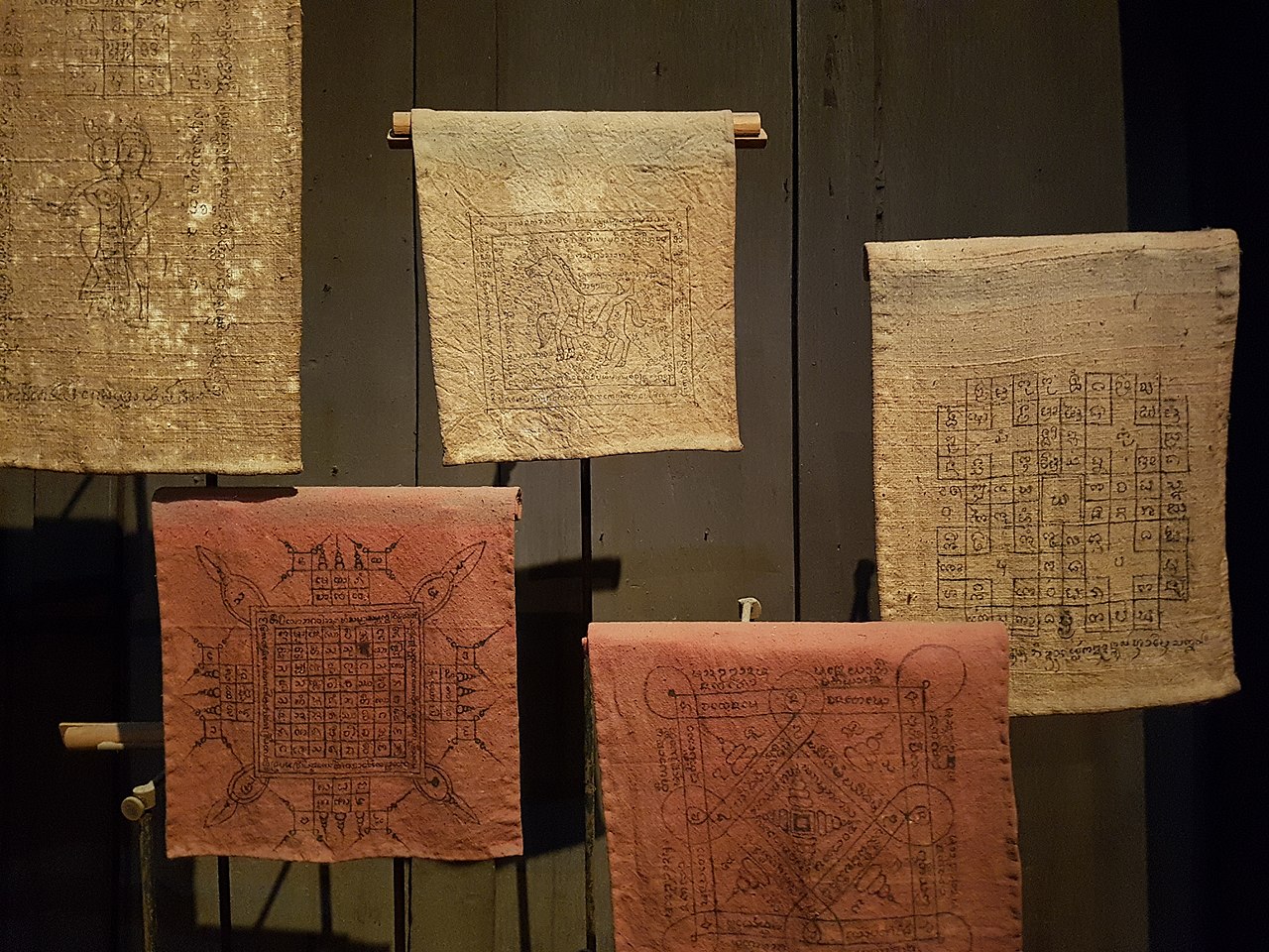 Takrut (inscribed scroll-tube) — * Place: Siam Society Headquarters, Bangkok, Thailand.
Items: Yantra mystic sheets.